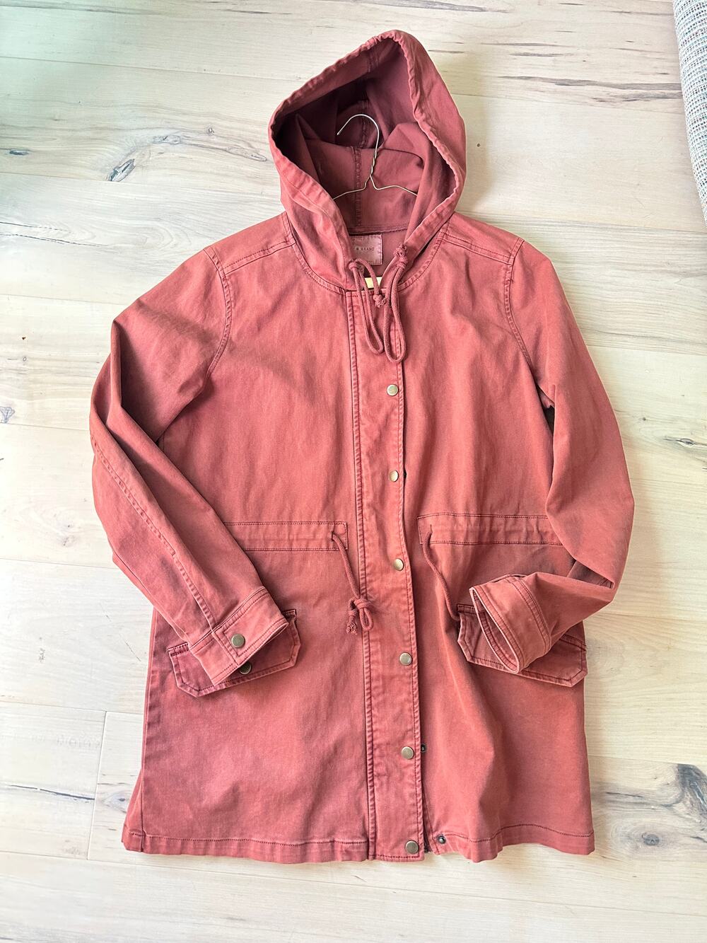 Vintage 90s Cotton Utility Jacket in Rust Size Sm Hooded Lucky Brand Workwear